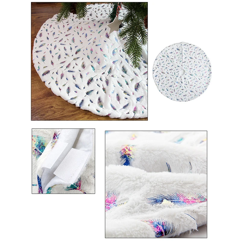 

Юбка на рождественскую елку, ковер из искусственного меха, бронзирующий принт, плюшевый коврик для дома, Рождественская елка, новогодний декор, фартук для рождества, украшение