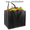 Non-Woven Black And  Gray Simple Foldable Portable Eco-Friendly Large Capacity Reusable Grocery Duty Shopping Bags Totes Handbag 1
