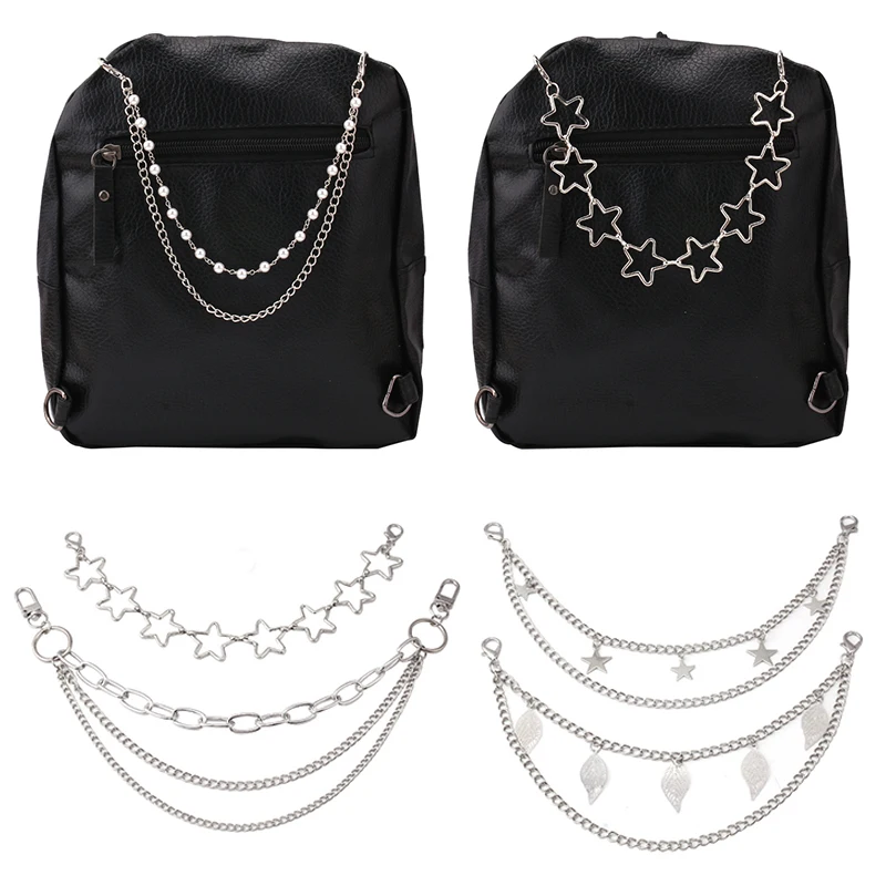 Multi-layer Metal Bag Chain DIY Handles Butterfly Heart Star Pendant Shoulder Bag Chain Replacement Accessories Pearl