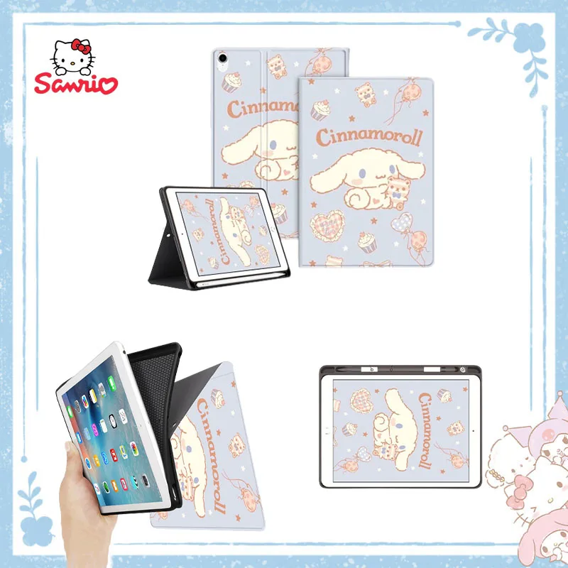 

Kawaii Sanrio Cinnamoroll мультфильм Ipad Pro11 10,2 дюймов Air5 Mini6 Ручка слот защитный чехол против падения раскладушка цифровой вокруг