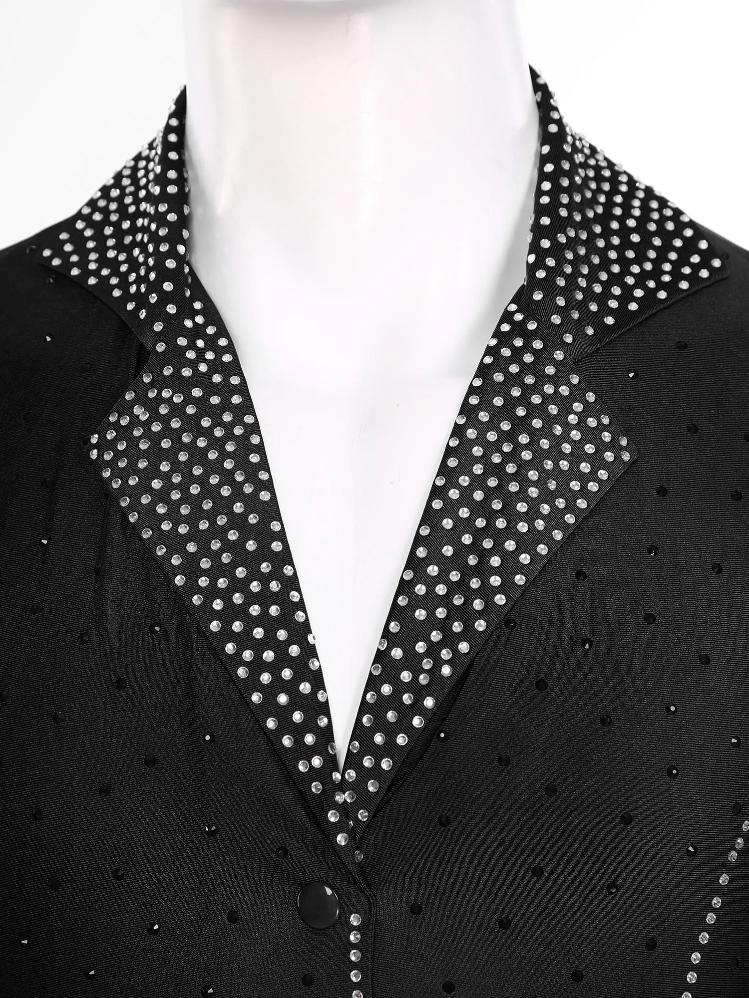 Mens Shiny Rhinestones Latin Tango Rumba Dance Shirt V-neck Long Sleeve Jumpsuit Ballroom Leotard Bodysuit Shirt Tops Dancewear dance shirts