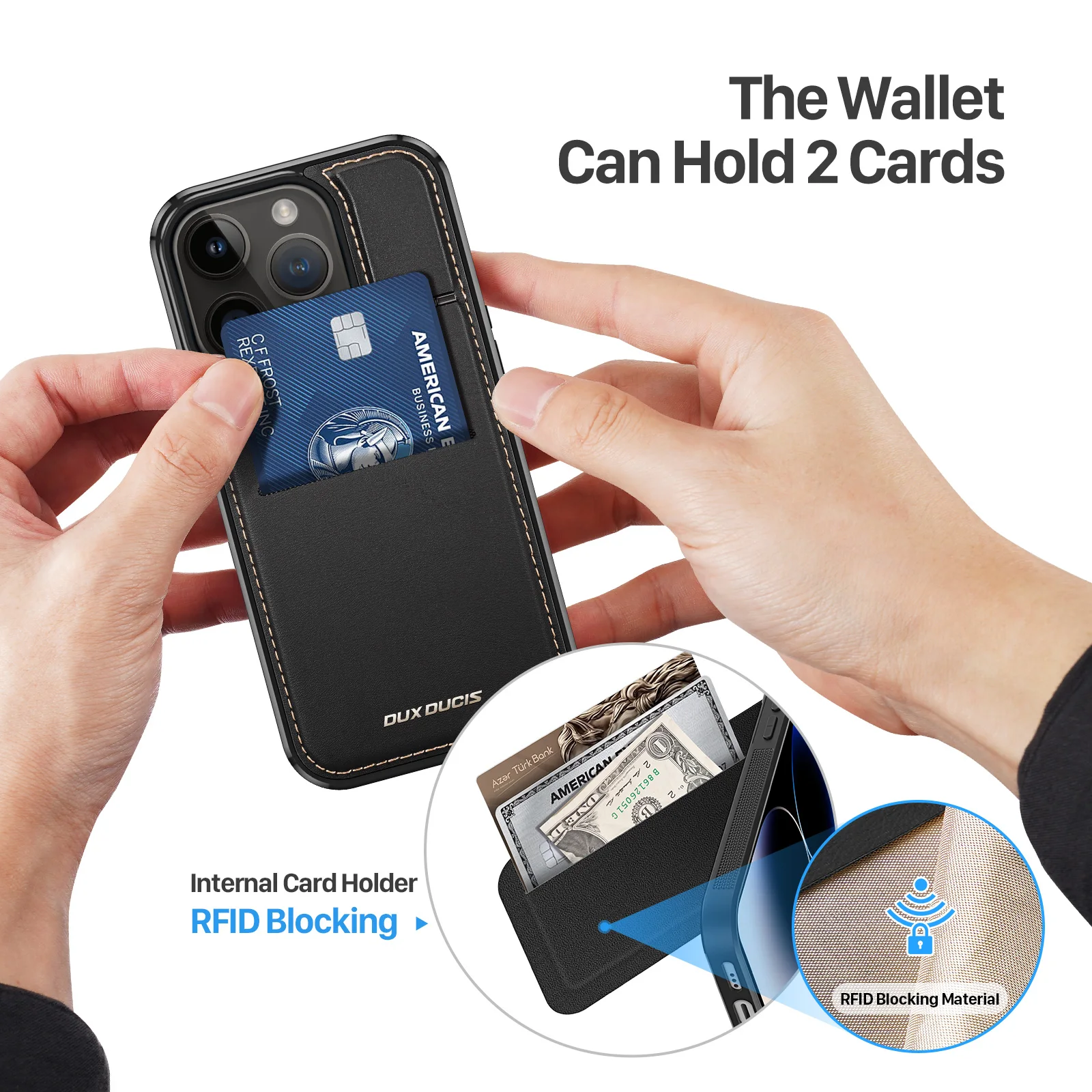 DUX DUCIS 3In1 Support Wireless Charging Case with Wallet Portrait Stand for iPhone 13 14 15 Pro Max Multi-Fuction Phone Cover