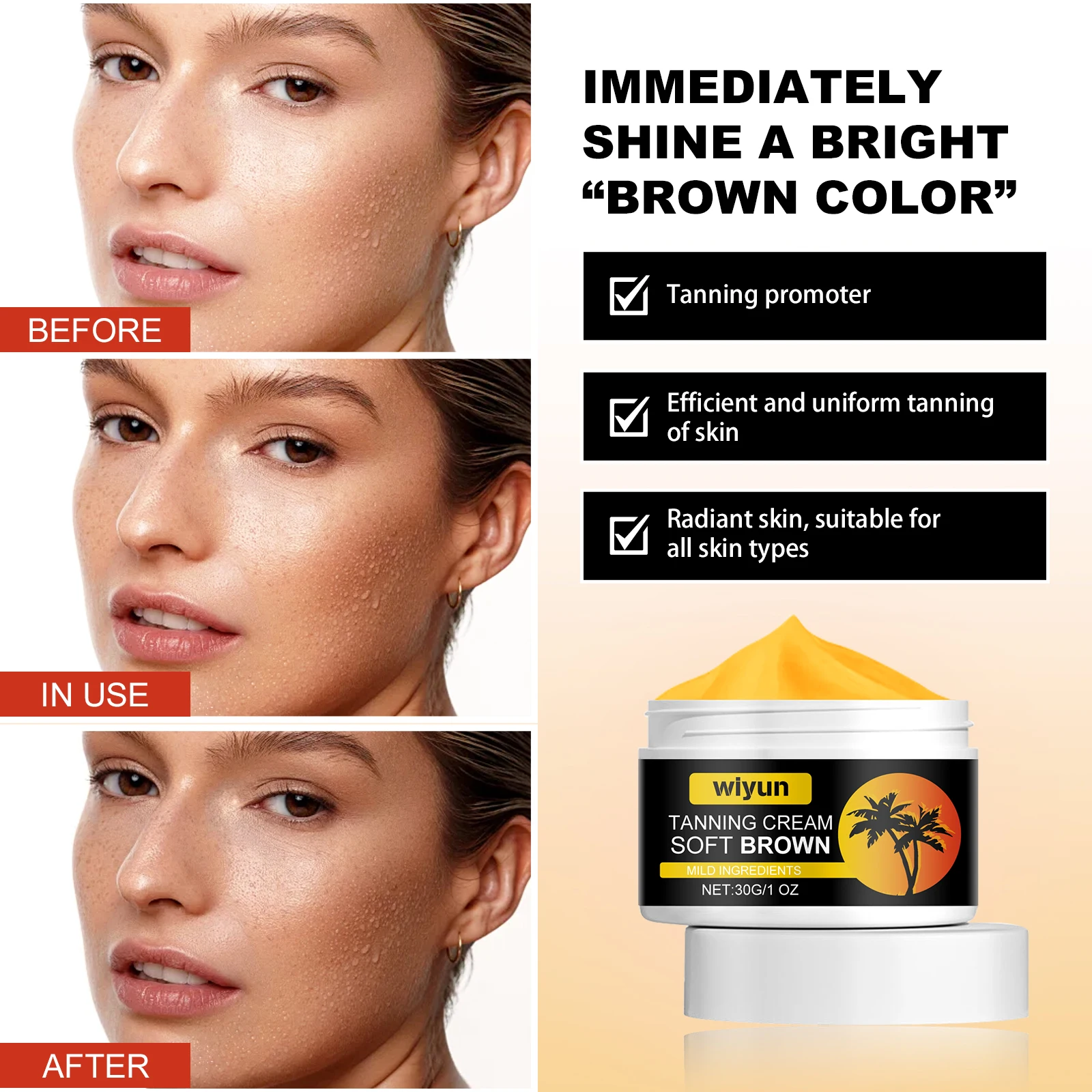5 Second Self Tanning Cream Intensive Sunless Self Tanning Body Bronzer Gel Brown Accelerator Gel Bronzer Lotion