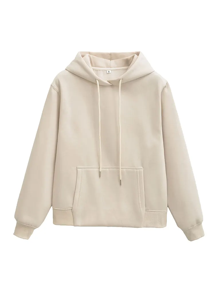 HH Autumn Women Casual Solid Hoodies Sweatshirts Coat With Pockets Long Sleeve Hooded Pullover Tops Office Lady Chic Outwear