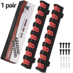 Deluxe Horizontal Fishing Rod Storage Rack - Wall Mount Holder (Horizontal red)