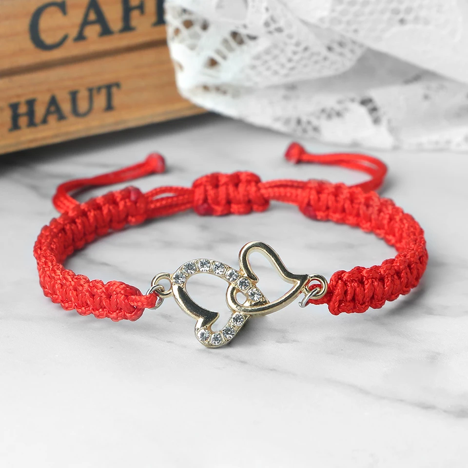 Braccialetti per coppie con cuore di cristallo di moda Donna Uomo Rosso Bianco Filo intrecciato Corda Bracciale Amicizia Gioielli Amore Regalo di San Valentino  36