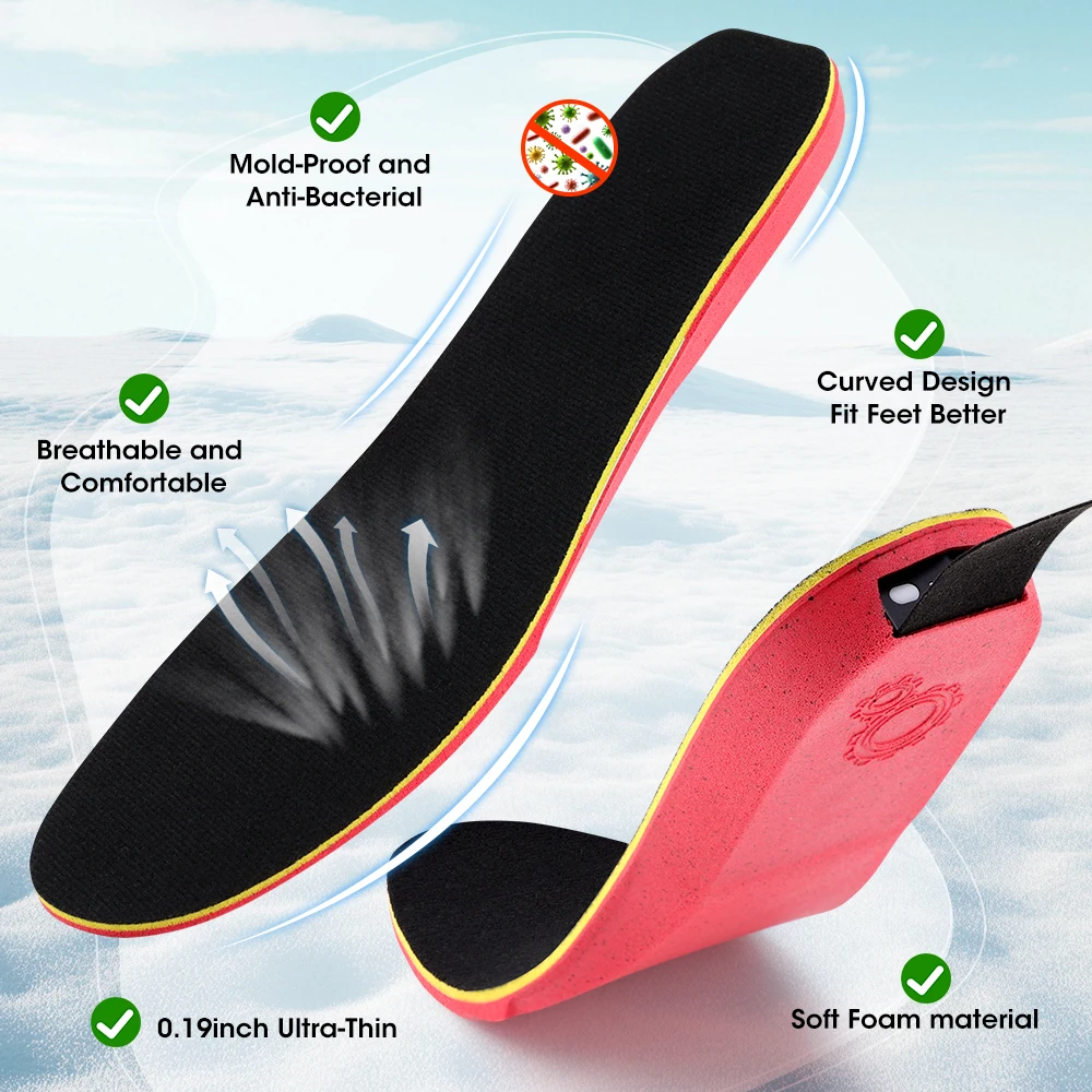 Smart Heated Insoles Rechargeable Foot Warming Pad APP Control Warmer Feet for Winter Outdoor Sports Adjustable Heating Shoe Pad