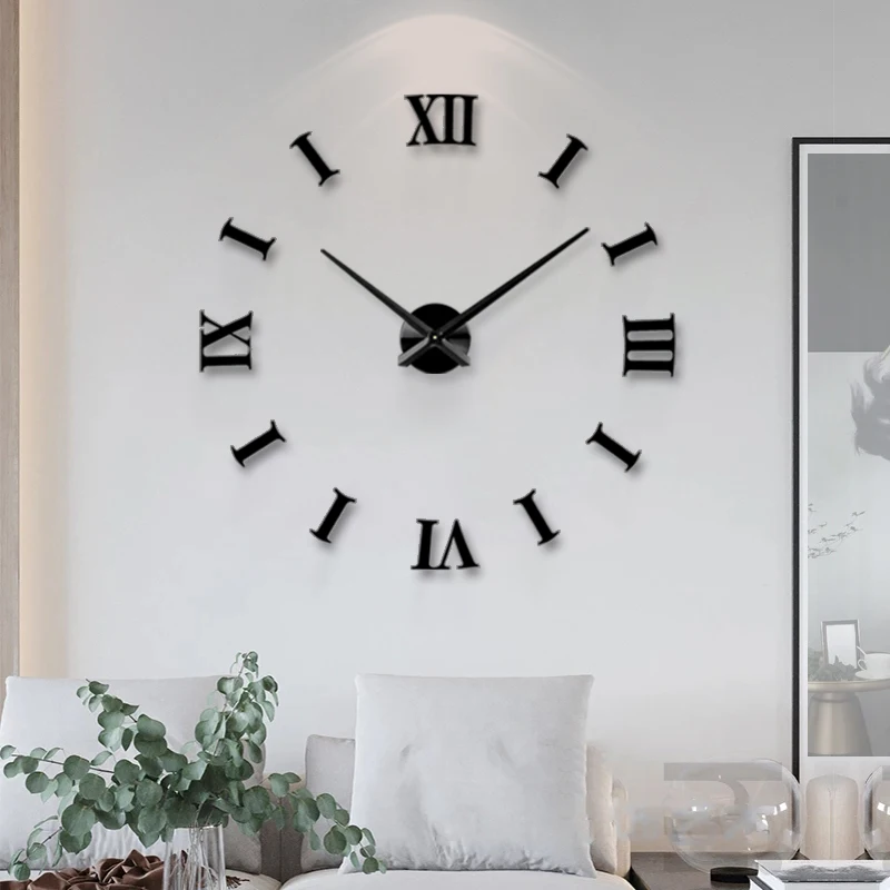 Fashion 3D big size wall clock mirror sticker DIY brief living room decor meetting room wall clock 