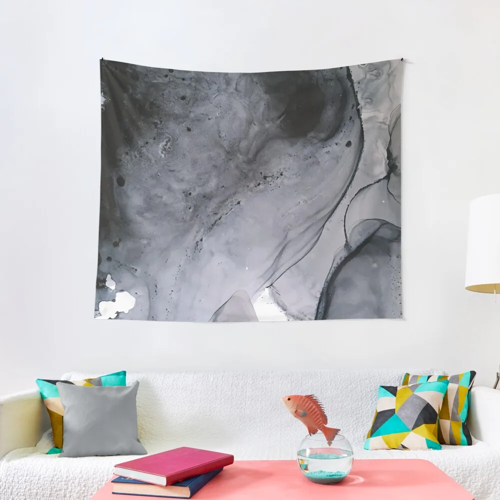 

Black and Grey Diptych - Alcohol Ink Painting Tapestry For Bedroom Decoration Wall Cute Room Decor Tapestry