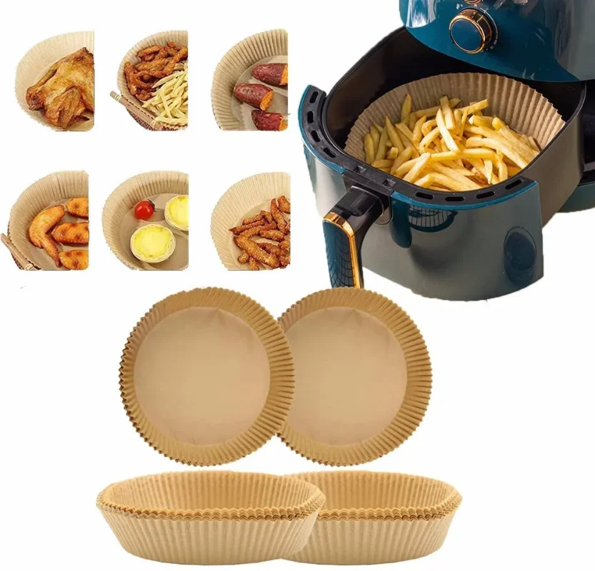 Air Fryer Paper Non-Stick Disposable Unperforated Parchment Paper Bamboo Steamer Liners Steaming Basket