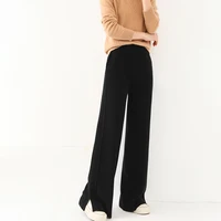 2024 new wool women's pants, high waisted loose cashmere floor pants  knitted fashionable hot selling women's wide leg pants - Image 5