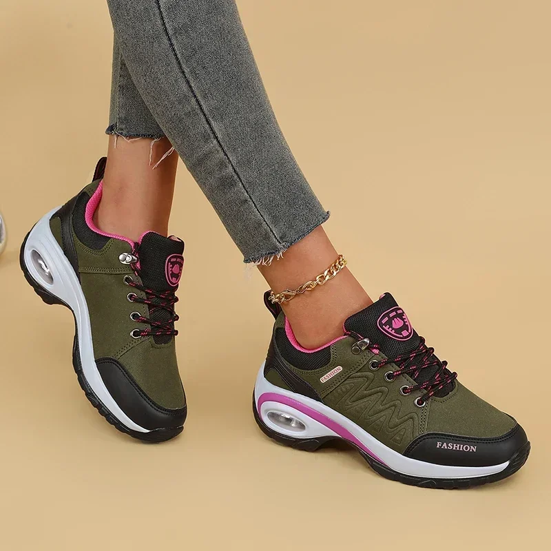 Women's Hiking Shoes Fashionable Luxurious Wedge Running Shoes Shock-absorbing Breathable Comfortable Outdoor Camping Sneakers