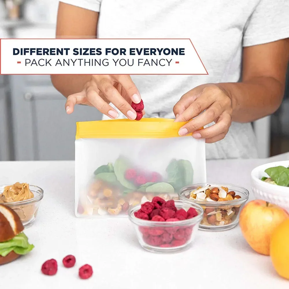 PEVA Food Storage Bag Leakproof Top Vertical Reusable Frozen Sandwich Self-sealing Silicone Bag Food Preservation 3