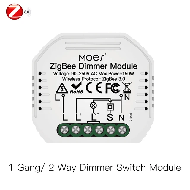 Moes Smart ZigBee WiFi Switch Module Dimmer Curtain Switch Smart Life App Remote Control Alexa Google Home Voice Control ZB 1 Gang Dimmer