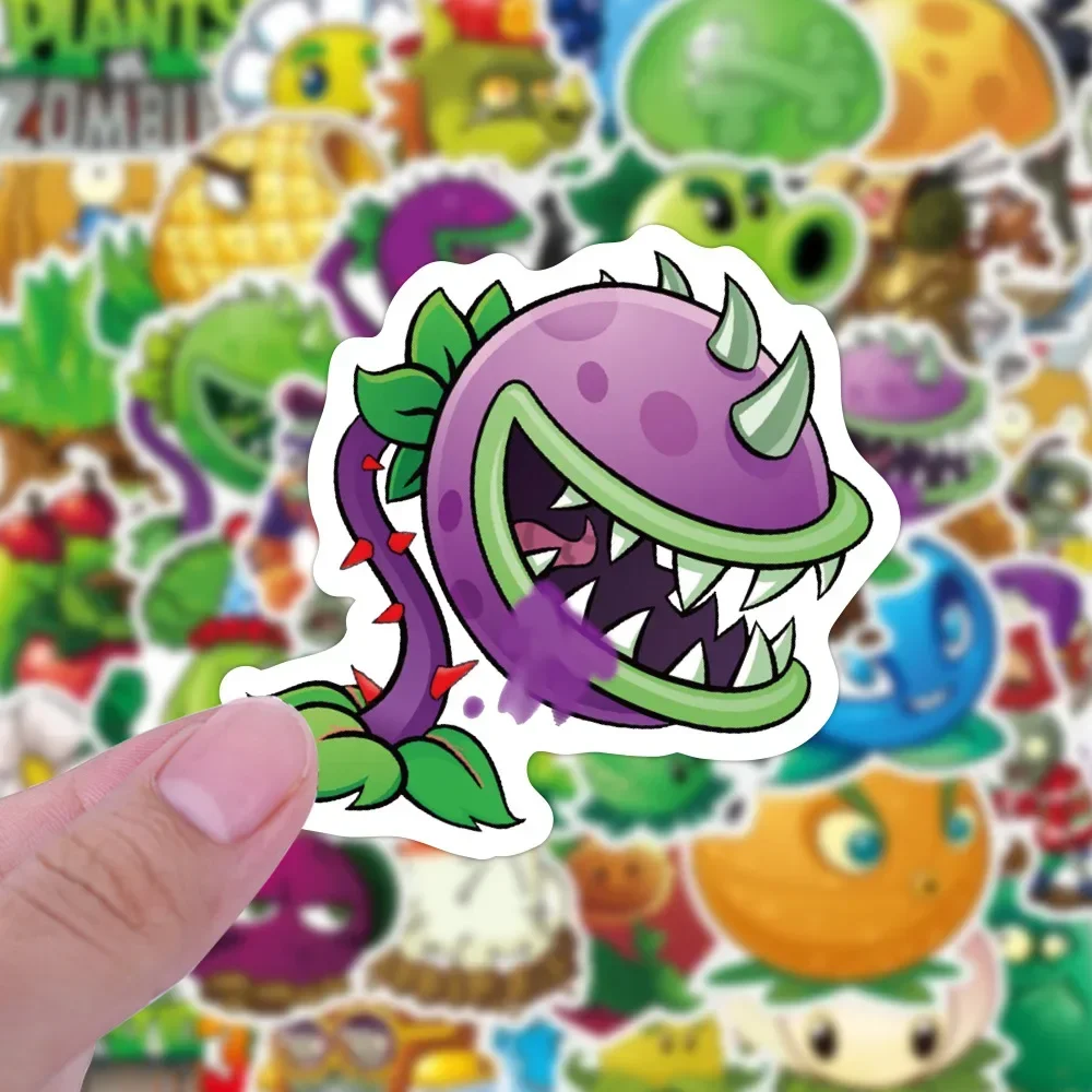 50pcs Plants Vs. Zombies Graffiti Stickers Toys DIY Car Suitcase for Children Hand Account Decorative Sticker Christmas Gifts 10 rolls of sanrio hand account material decorative stickers melody cinnamon dog kulomi tape sticker diy toy gift