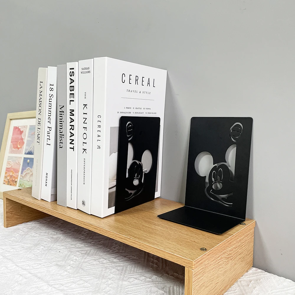 Anime Disney Mickey Bookends 2Pcs Non-slip Metal Bookends Fans Collection Office Bookends Organise Desktop book organizer,book holder,book stand