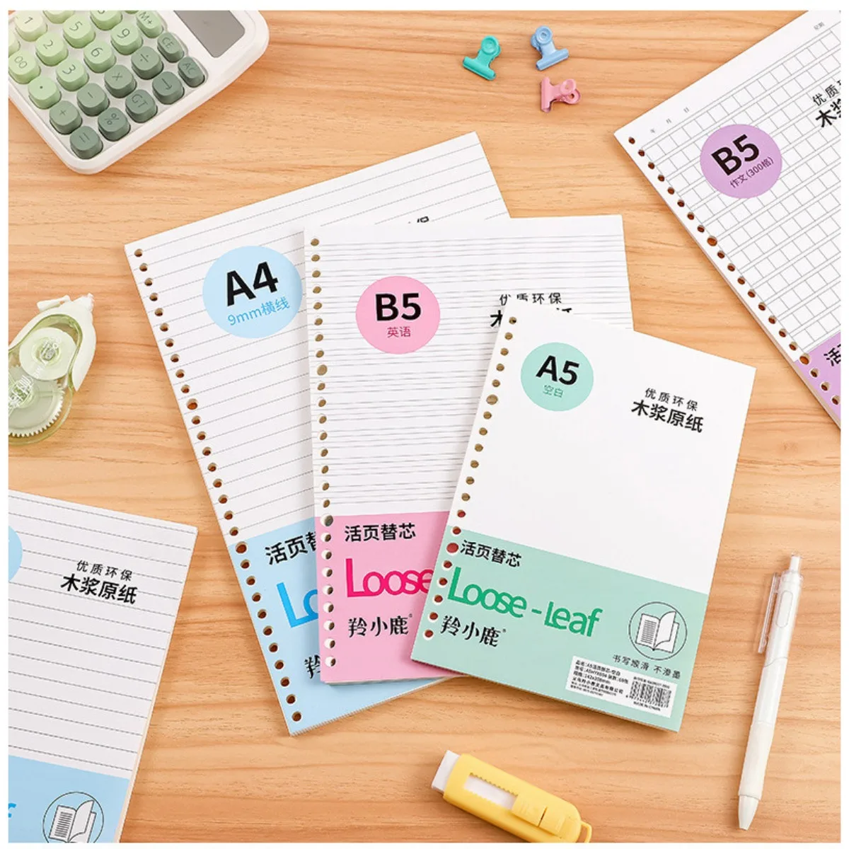 Ricariche per quaderno ad anelli A5/B5/A4, 60 fogli di carta per ufficio e scuola - immagine 5