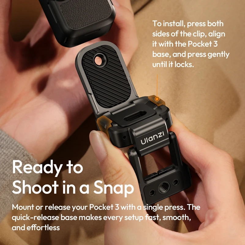 Ulanzi PK16 Quick-Release Magnetic Base for DJI Pocket 3 Action Camera 270° Flexible Adjustment for Railings Fridges Gym Camping