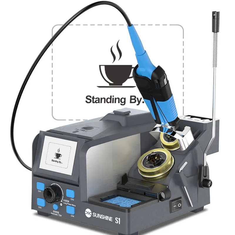 SUNSHINE S1 Intelligent Multi-purpose Soldering Station with Precision Tweezers Support C210 Welding Work 1s Heating Maintenance
