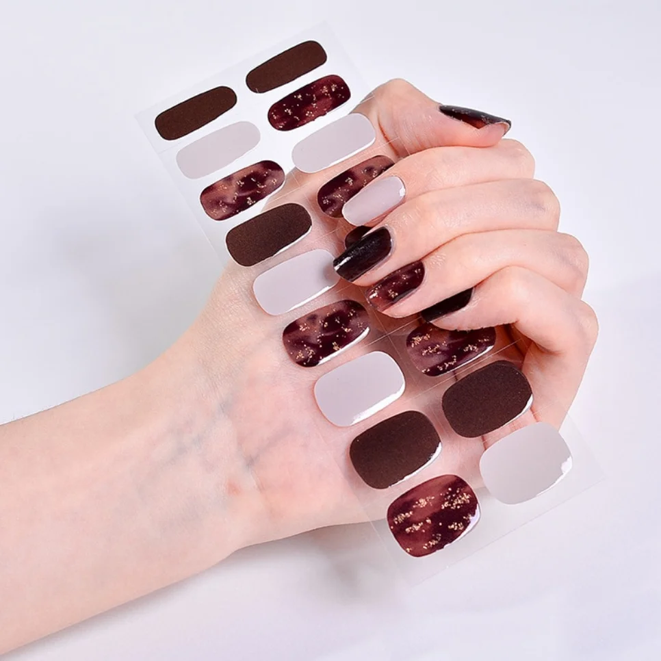 Black Leopard Wave Design Nail Stickers Full Waterproof Uv Light Therapy Semi-Baked Semi Cured Gel Nail Stickers Prodotti Per Unghie