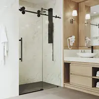 Adjustable 44-48 in. W x 74 in. H Elan Frameless Sliding Shower Door with Clear Tempered Glass, Reversible Handle 1