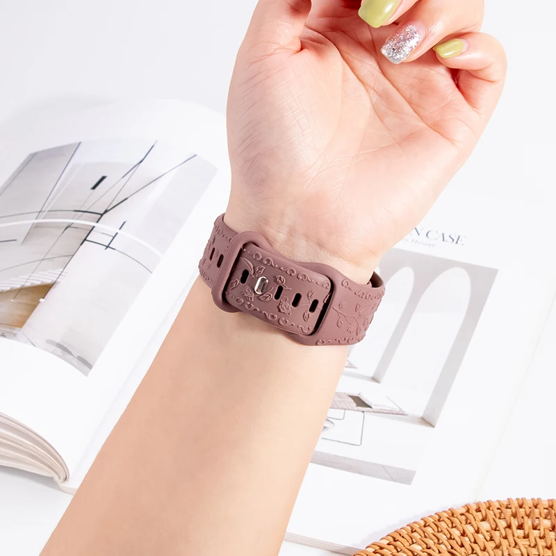 Floral Engraved Bracelet Strap
