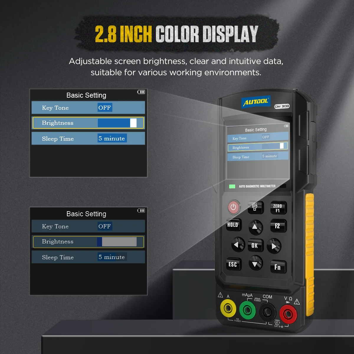 AUTOOL DM303 Multimetro diagnostico per auto Analizzatore motore Oscilloscopio di tensione Test di resistenza diodi Ohmmetro Tester di circuito automatico - immagine 5