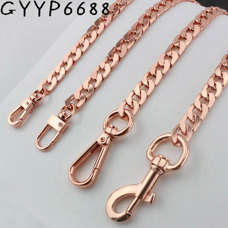 

Width 10mm Rose gold chain bags purses strap accessory factory quality plating cover wholesale Flat chain