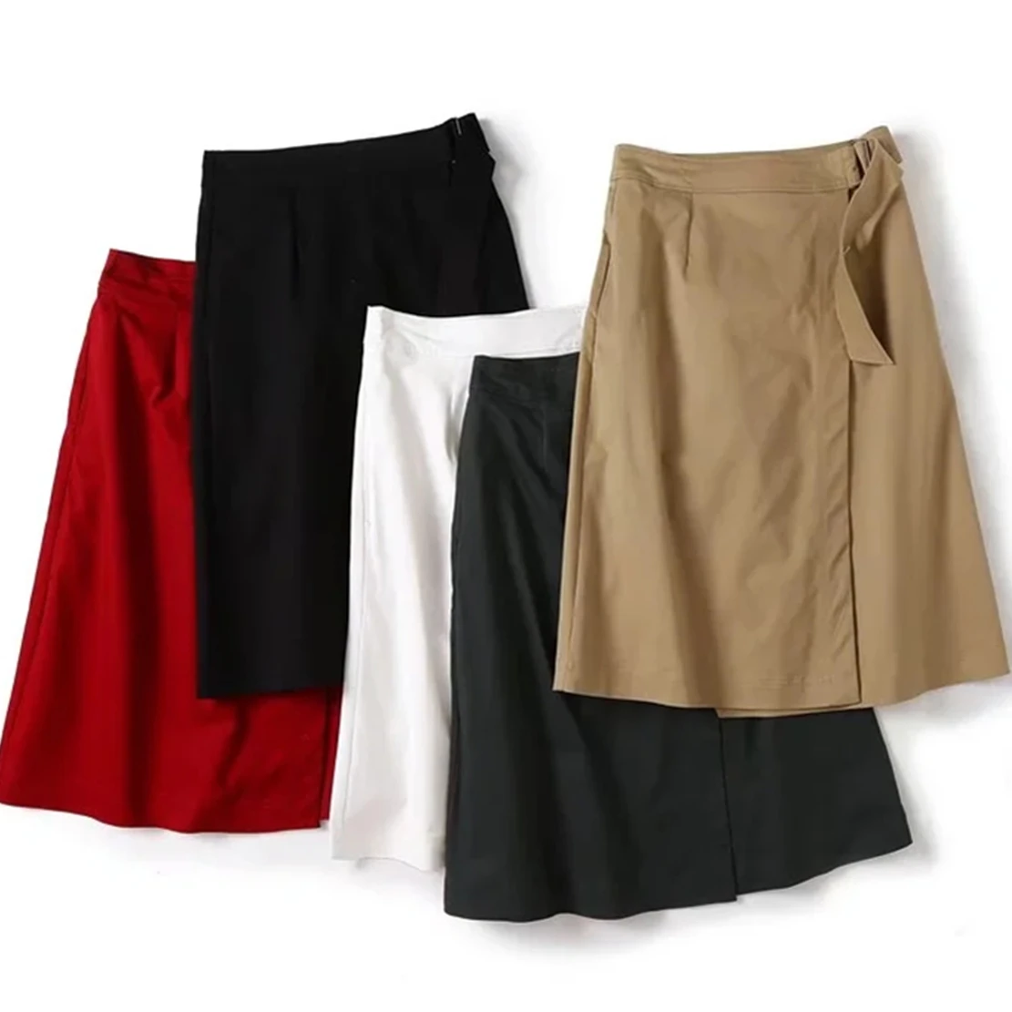 

Withered England Style Fashion Cotton Indie Folk Vintage Wrap Sashes High Waist Loose A-line Skirts Midi Skirt Women