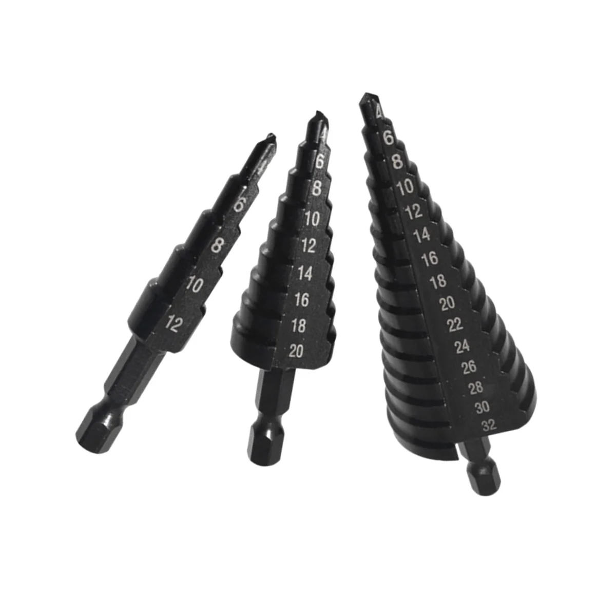

Step Drill Bit 4-12/20-32Mm Nirtird Coated Wood Metal Drilling Tool Metal Hole Cutter Step Cone Drill Bit