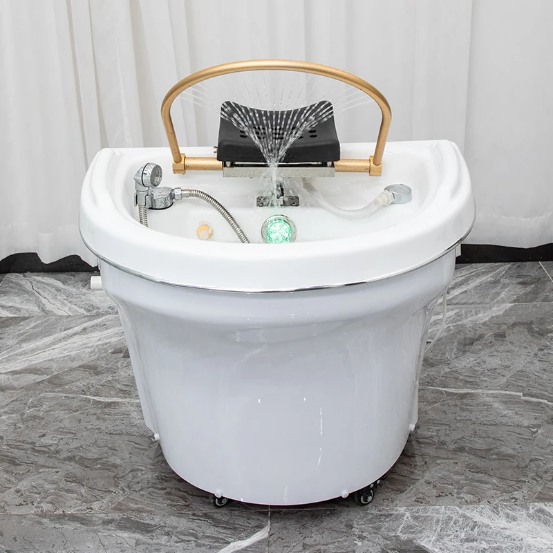 

Beauty Salon Special Water Storage Movable Head Treatment Shampoo Basin Water Circulation Fumigation Shampoo Hair Care