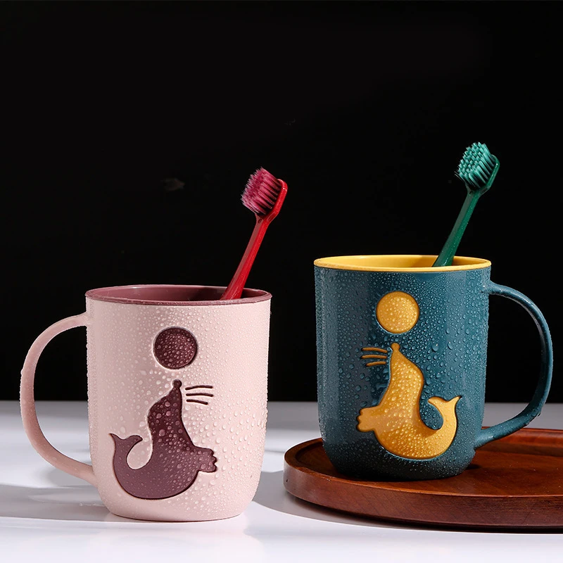 1/2Pcs Popular Toiletry Cups Dolphin Mouthwash Cup Couples Toothbrush Cup Creative Water Cup Kids Bathroom Cup