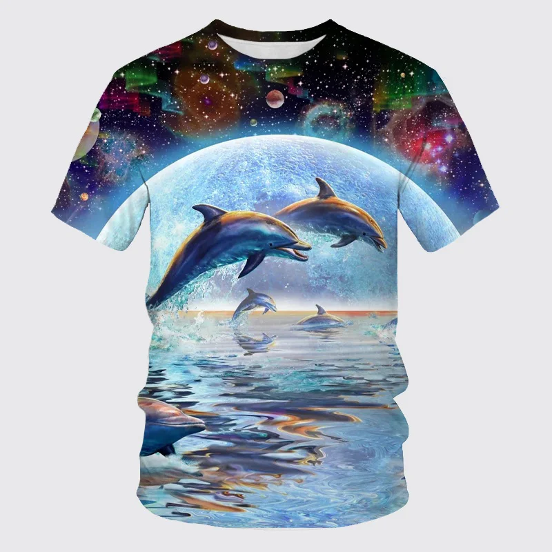 

Cute Dolphin 3d Printed T Shirt For Men Fashion Sea Animal Pattern Tees Kids Summer Casual Short Sleeve Oversized T-shirt Tops