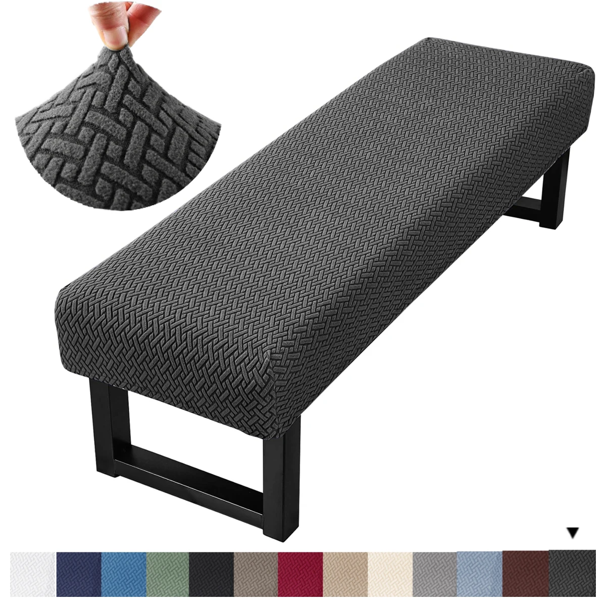 Elegant Stretch Jacquard Dining Bench Slipcover - Anti-Dust, Removable, and Washable Seat Protector
