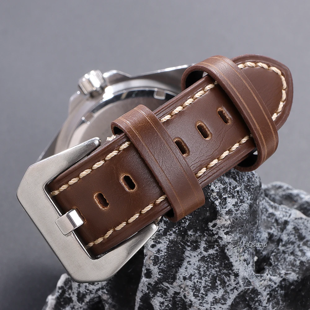 Handcrafted Crazy Horse Leather Watch Strap - Black, Blue, Brown Options