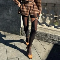Collants ligne noire Sexy pour femmes, maille transparente ajourée, bas Streetwear, nouvelle collection automne 2025 2