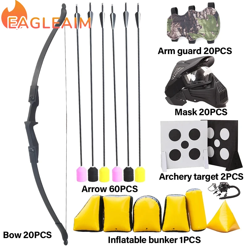 20 Human Combat Archery Tag Set Outdoor Shooting Range Bow and Arrow Real CS Game Battle Set Attack and Defense Equipment Shoot