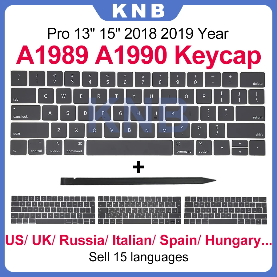 New A1989 A1990 Keyboard Keycaps Keys key Cap US Spain Russia French Arabic layout for Macbook Pro Retina 13" 15" Mid 2018 2019