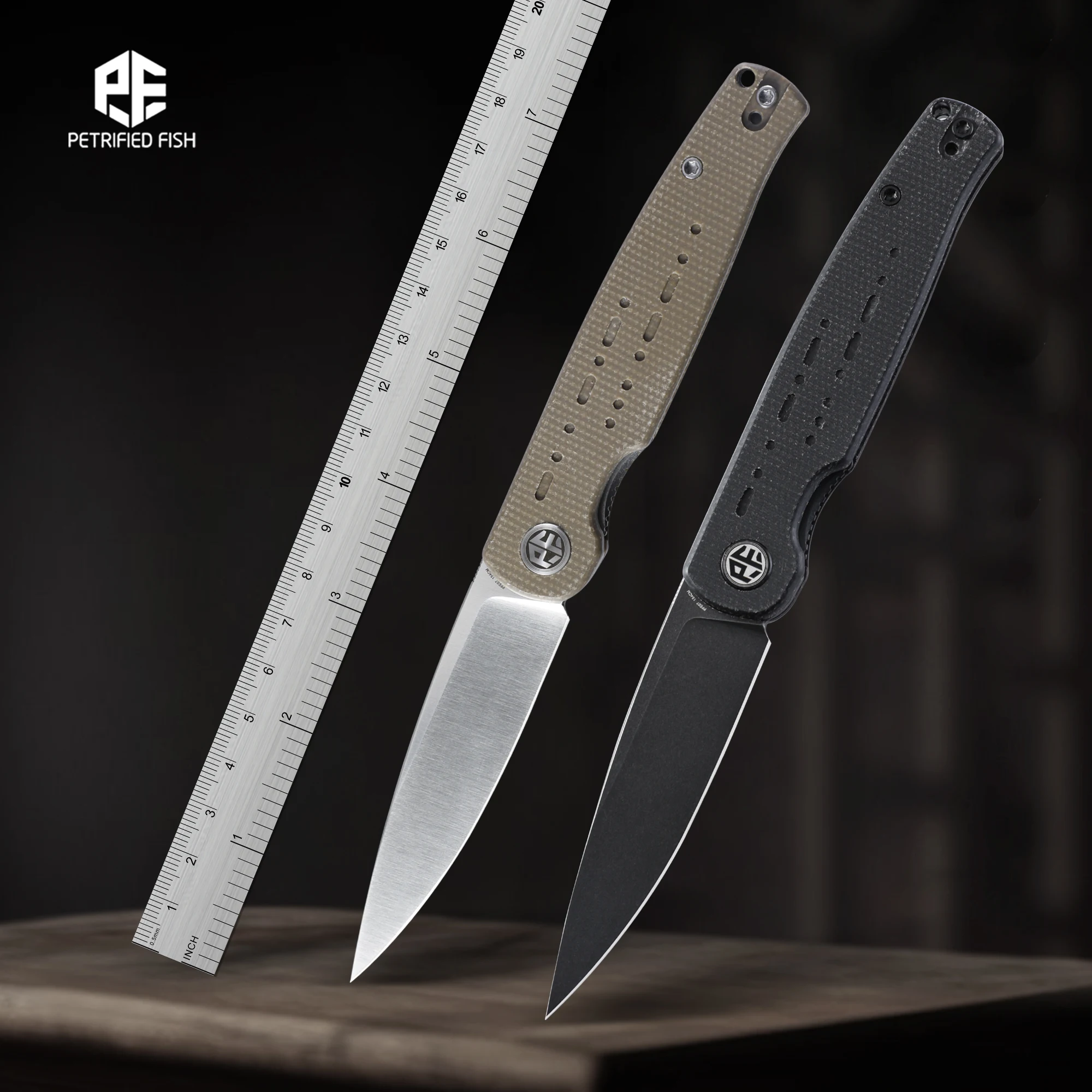 

Petrified Fish PFE07 154CM Satin Stonewashed Steel Blade G10 Handle Knife Outdoor Cutting Home Collect EDC Pocket Hand Tool