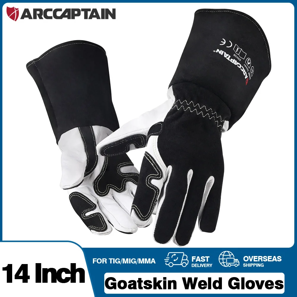 ARCCAPTAIN Welding Glove 14 inch Multifunctional Work Welders Gloves Goatskin Leather Protection For Welders Against Scalding welding gloves