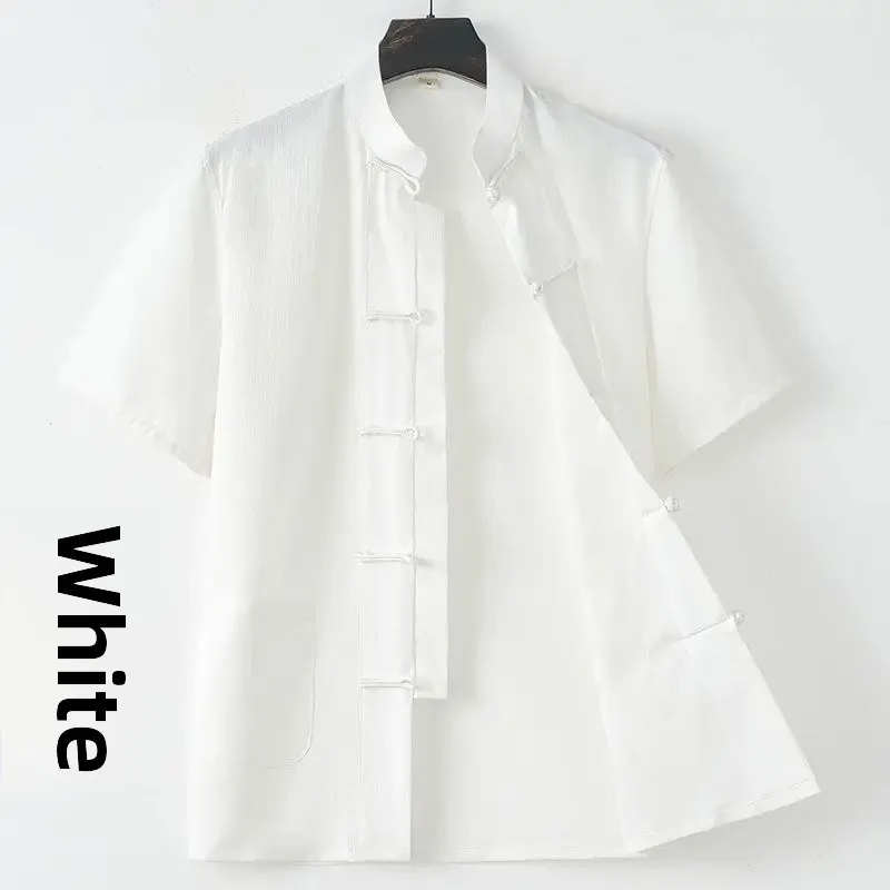 Чоловіча літня сорочка з коротким рукавом проти зморшок, тонка робоча форма з напіврукавом у китайському стилі, костюм Тан, легка блуза без коміра