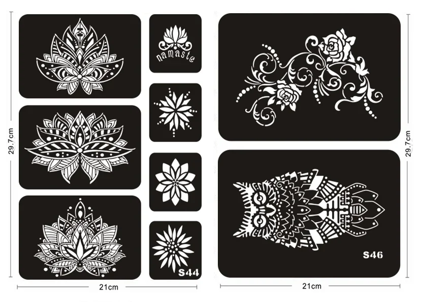 Airbrush Tattoo Stencils Reusable for Women Girls Glitter Tattoos with henna tattoo stencils