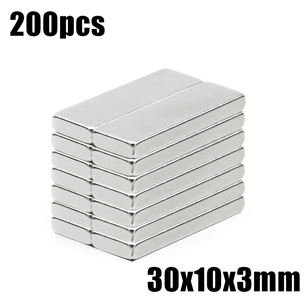 

200pcs 30x10x3mm Neodymium Magnet 30*10*3mm N35 NdFeB Block Super Powerful Strong Permanent Magnetic imanes Block