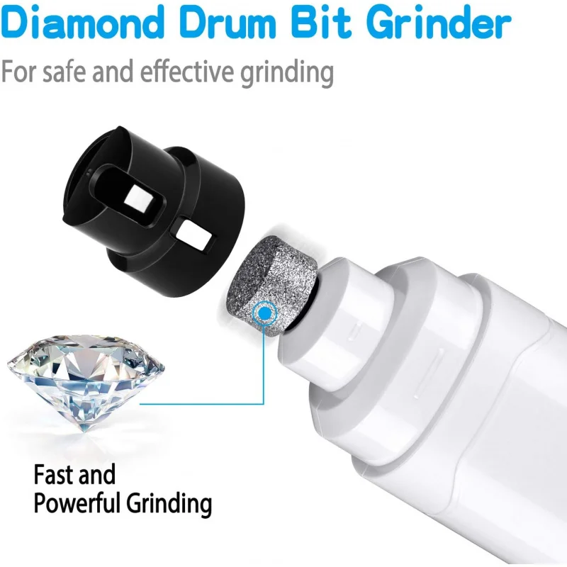 Dog Nail Grinder 2-Speed LED Electric Rechargeable Pet Nail Trimmer Painless Paws Grooming Tool clippers for Dogs Cat White