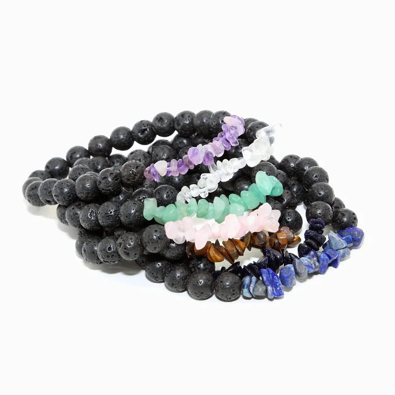 

Natural Gem Stone Bracelet Irregular Crystal Stretch Chip Quartz Amethyst beads Lava Bracelets Bangles For Women