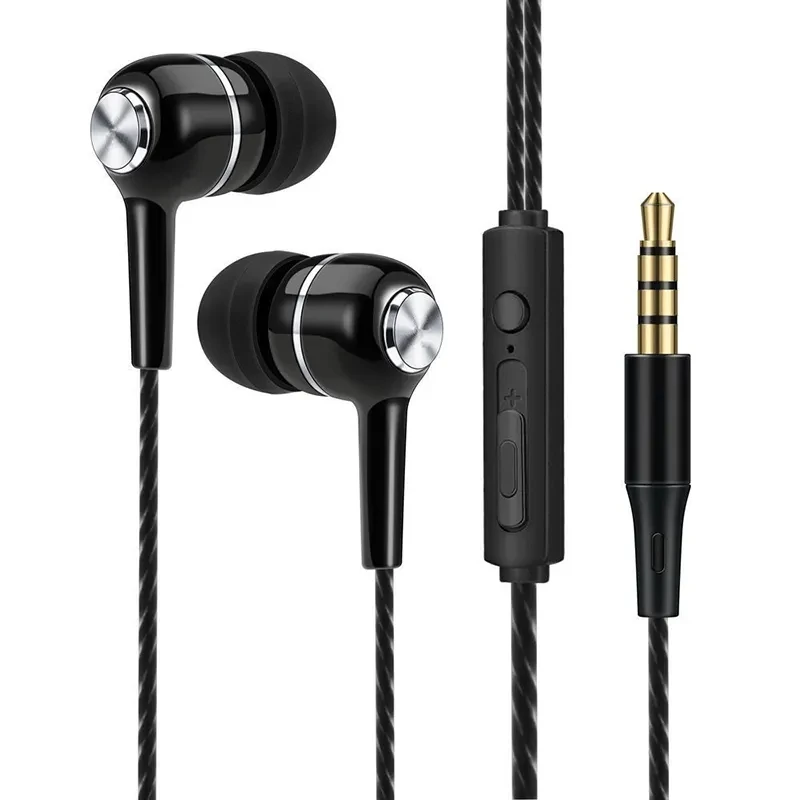3.5 Wired Headphones 3.5mm Sport Earbuds with Bass Phone Earphones Stereo Headset Mic volume control Music