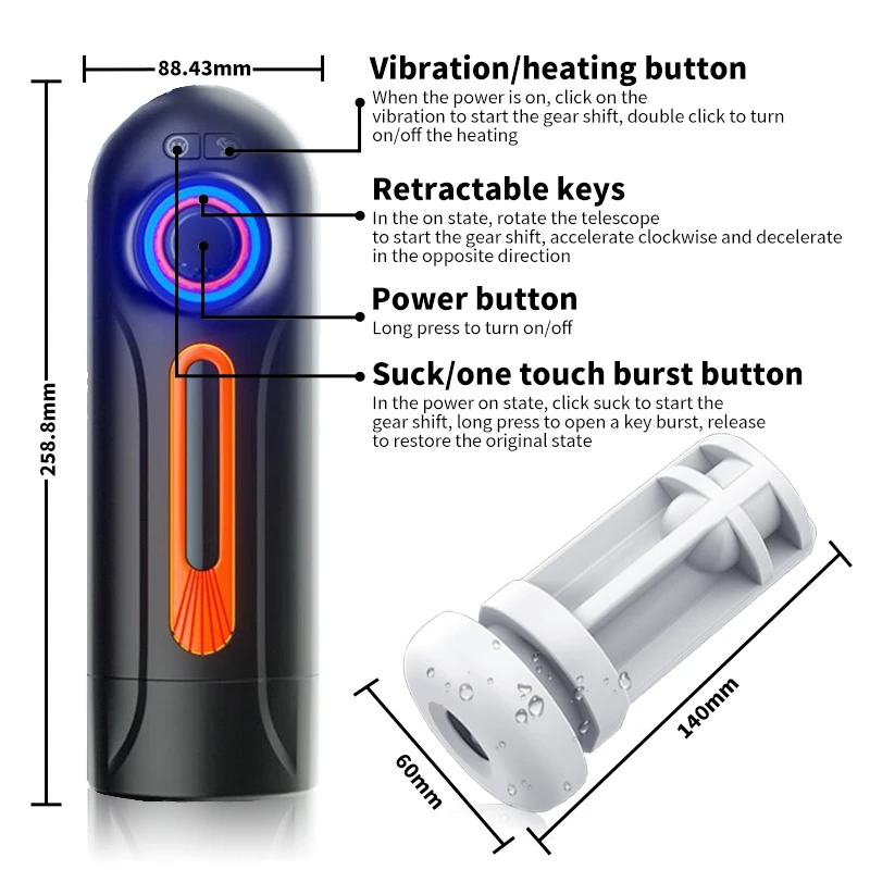Powerful Automatic 10 Vibrating Telescopic Male Masturbator Blowjob Sucking Masturbation Cup Sex Toys for_voghion.com