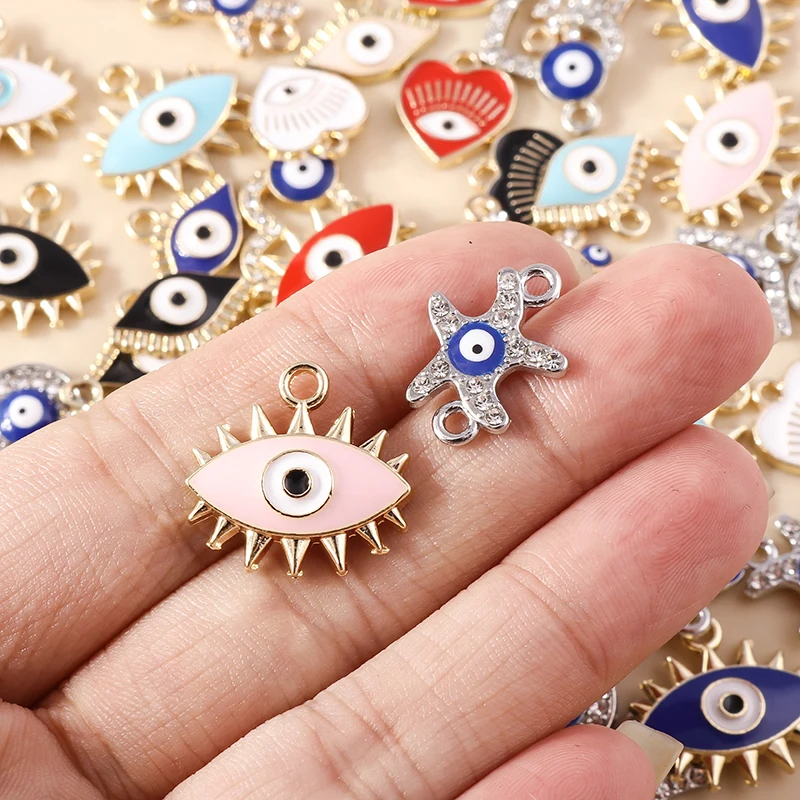 10 stücke Mischte Kristall Bösen blick Charme Türkischen Glück Blau Eye Charms Anhänger Anschlüsse für Armband Ohrringe Halskette DIY Schmuck – Detail 1