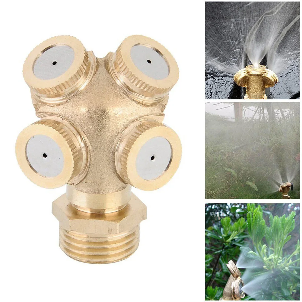 

1/2" Brass Spray Nozzle Mist Nozzles 1/2/3/4 Hole Water Hose Connector Fitting Water Sprinkler For Garden Lawn Irrigation Tools