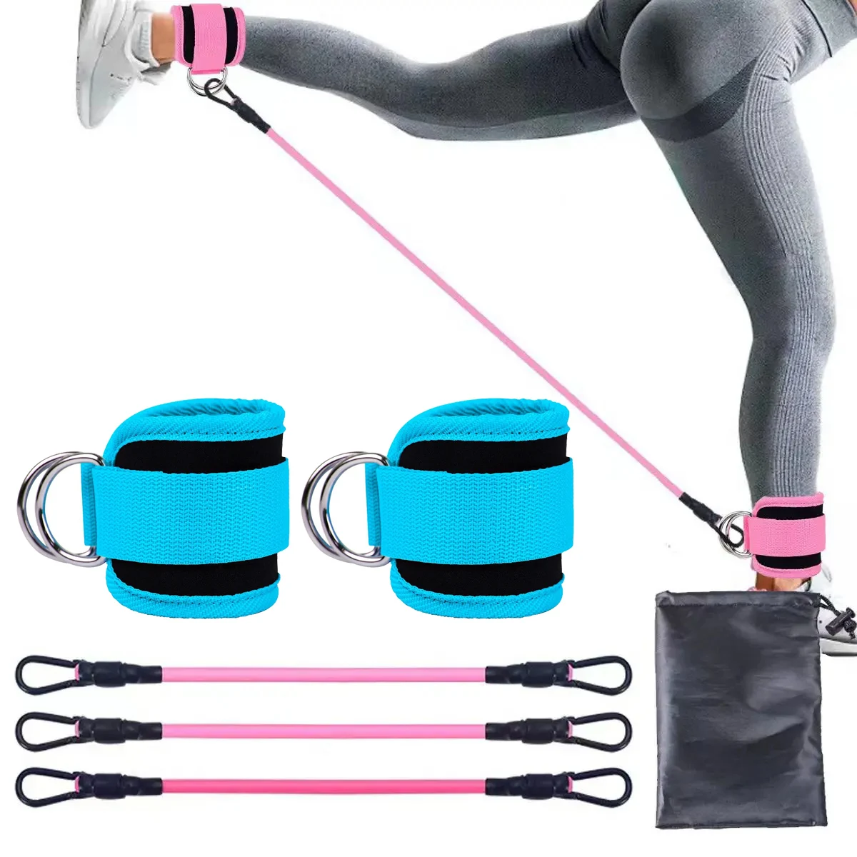 Ankle Support Cuffs and Resistance Bands Set